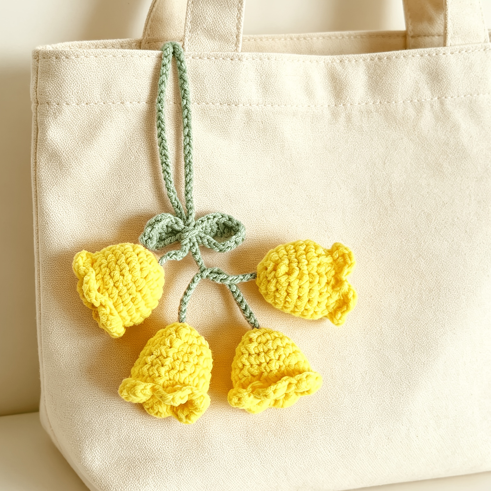 2pcs Handmade Crochet Lily Charm for Bag Backpack Keychain